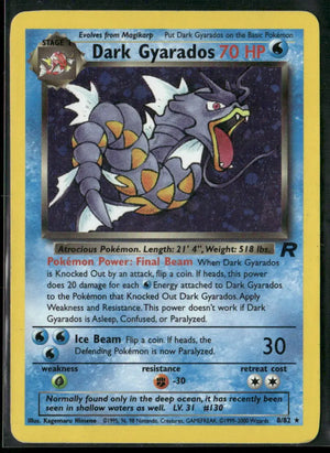 2000 Pokemon Team Rocket Unlimited Holofoil Dark Gyarados 8/82 