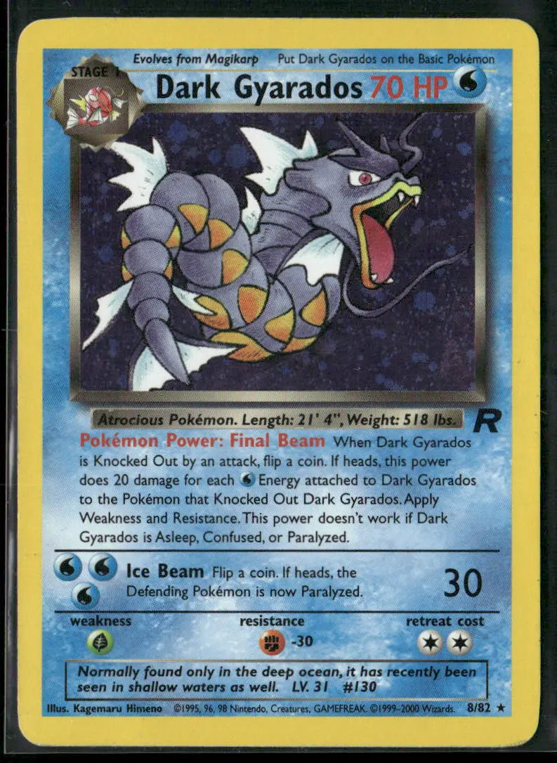 2000 Pokemon Team Rocket Unlimited Holofoil Dark Gyarados 8/82 