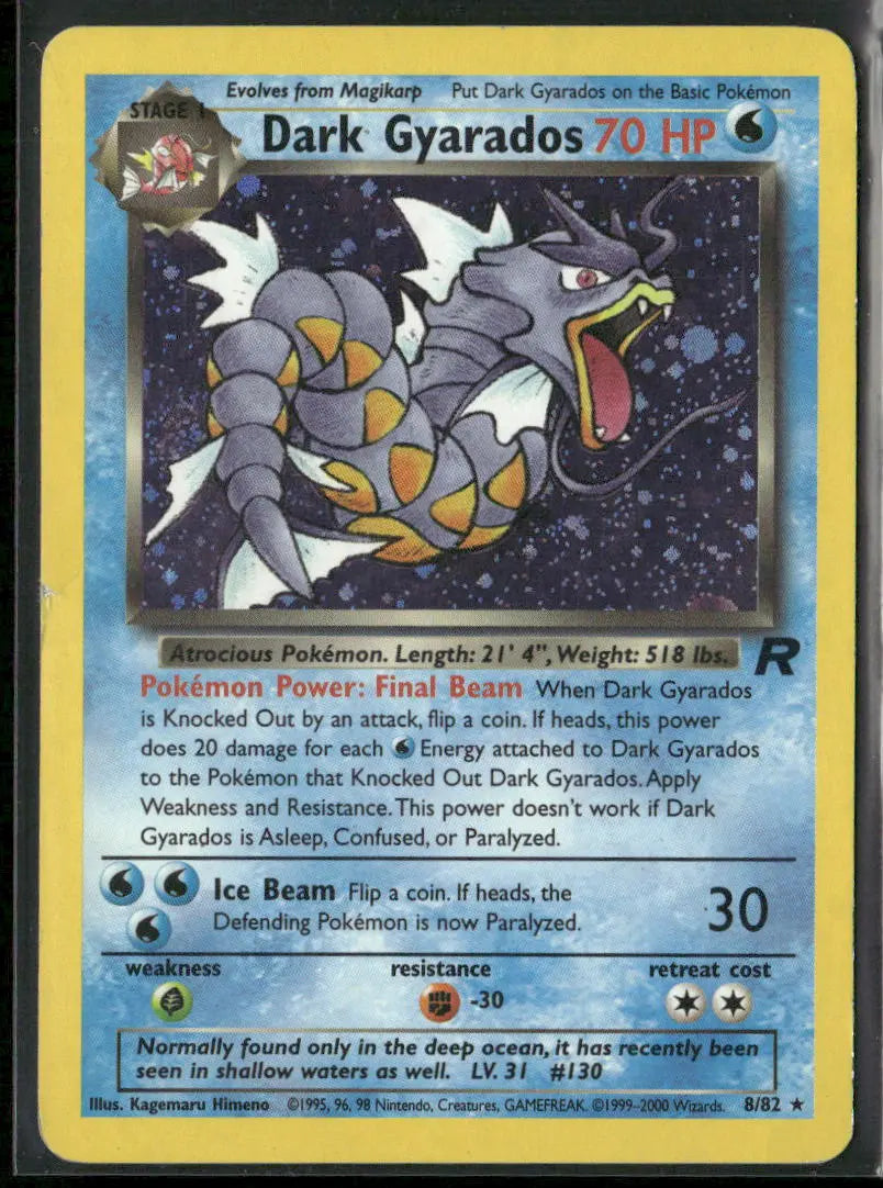 2000 Pokemon Team Rocket Unlimited Holofoil Dark Gyarados 8/82 MP 