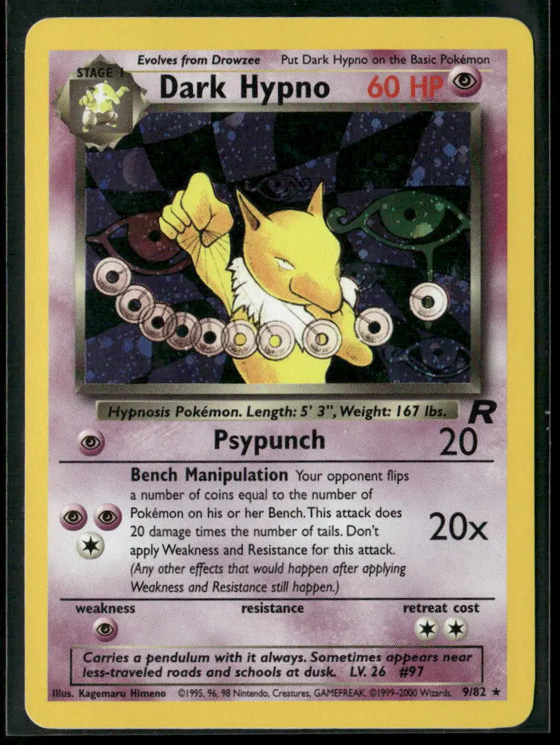 2000 Pokemon Team Rocket Unlimited Holofoil Dark Hypno 9/82 