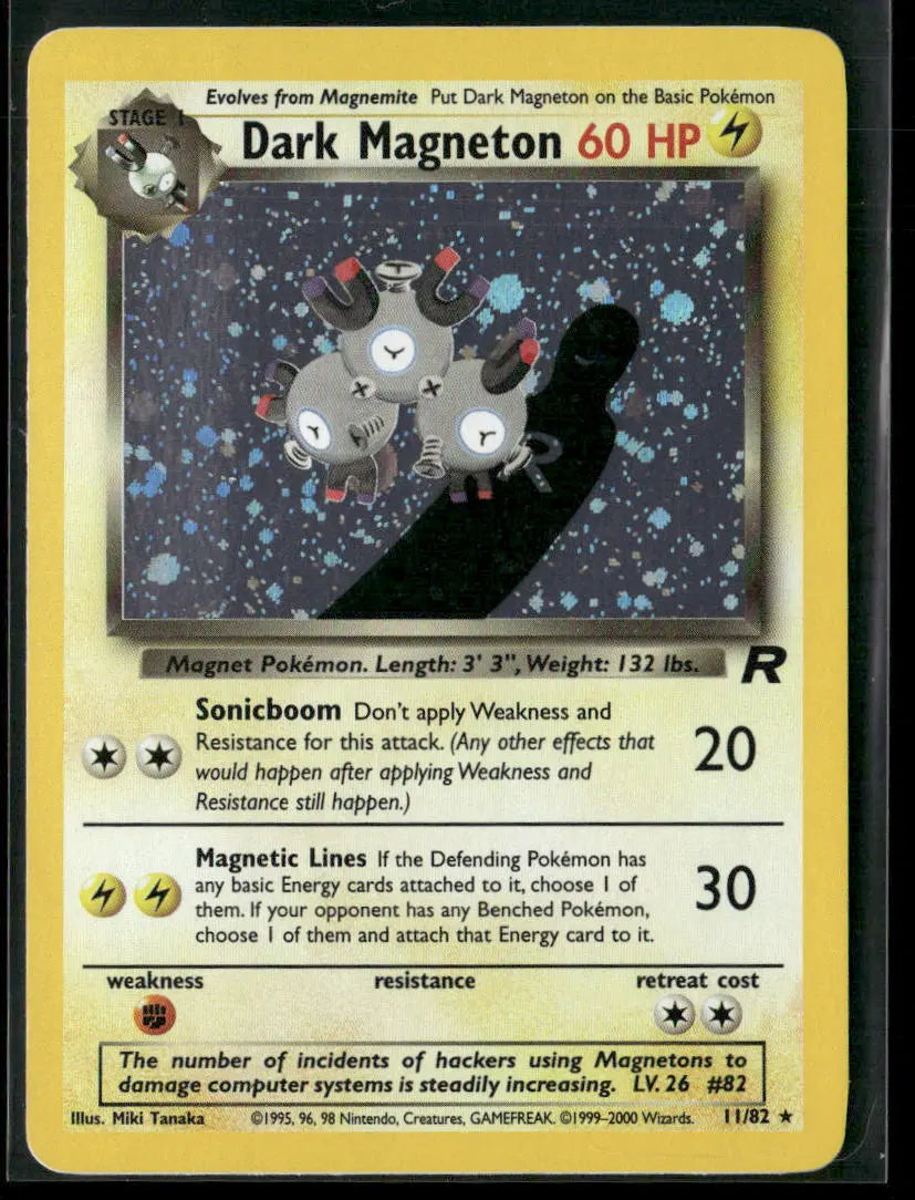 2000 Pokemon Team Rocket Unlimited Holofoil Dark Magneton 11/82 