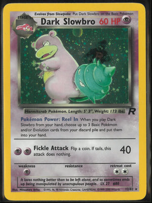 2000 Pokemon Team Rocket Unlimited Holofoil Rare Dark Slowbro 12/82 