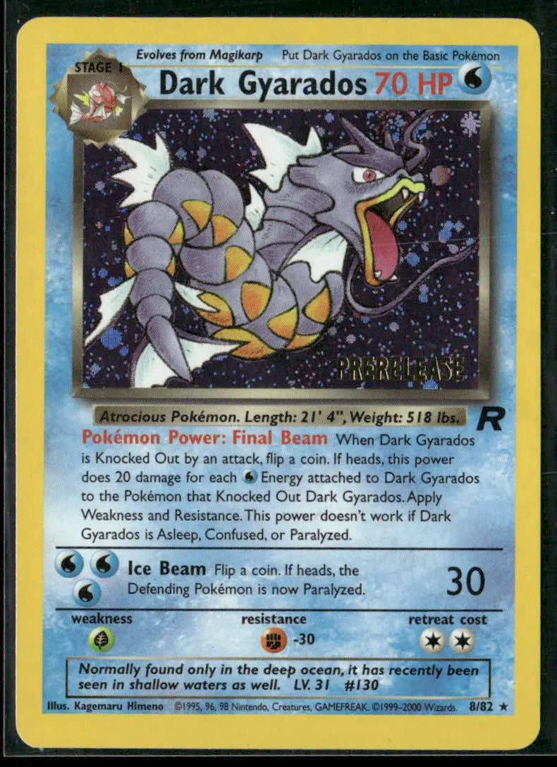 2000 Pokemon WoTC Promo Dark Gyarados Prerelease 08/82 LP 