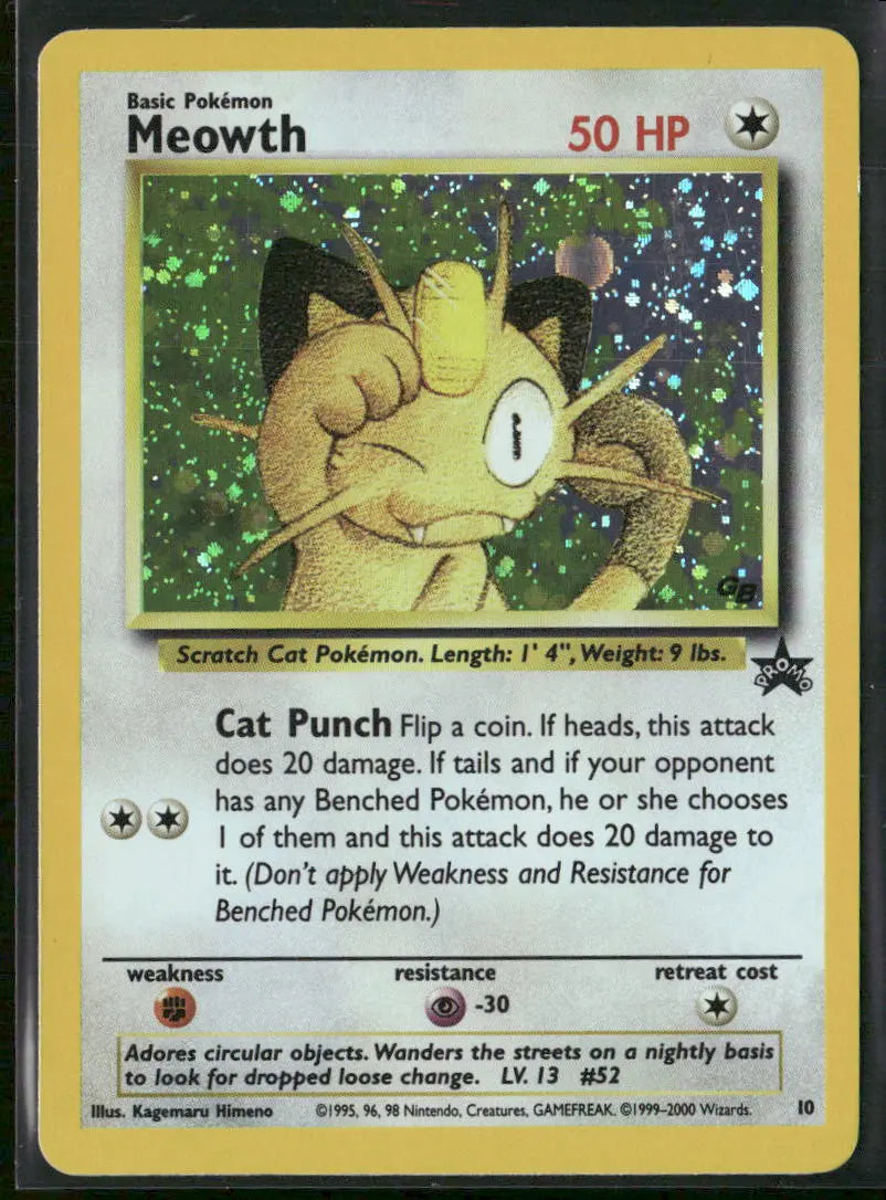 2000 Pokemon WoTC Promo Holofoil Meowth 10/53 