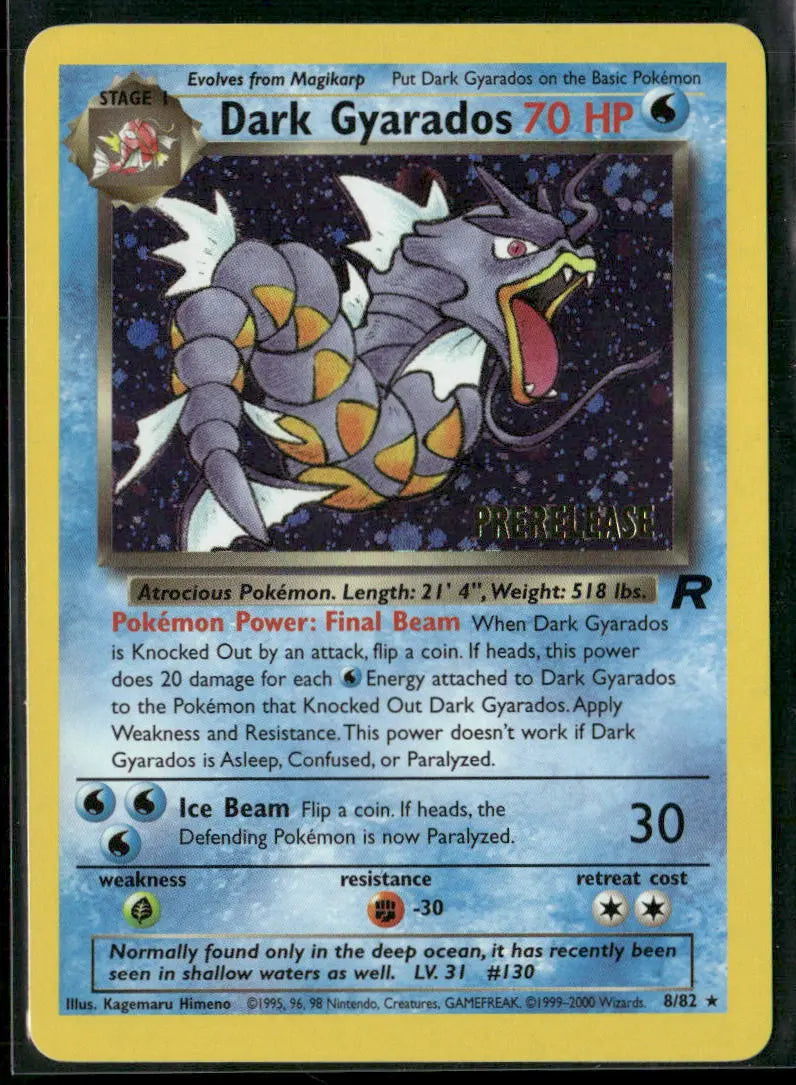 2000 Pokemon WoTC Promo Prerelease Holofoil Dark Gyarados 08/82 