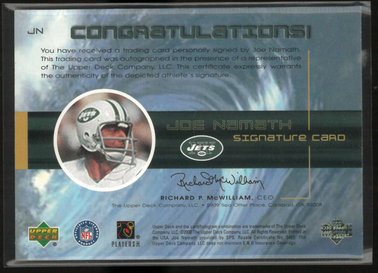 2000 Upper Deck Autograph Joe Namath Auto /500 