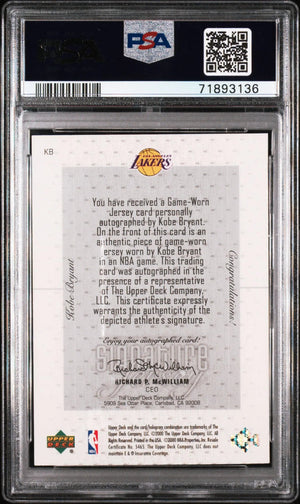 2000 Upper Deck Pros Prospects Signature Jerseys Auto Kobe Bryant PSA Authentic 