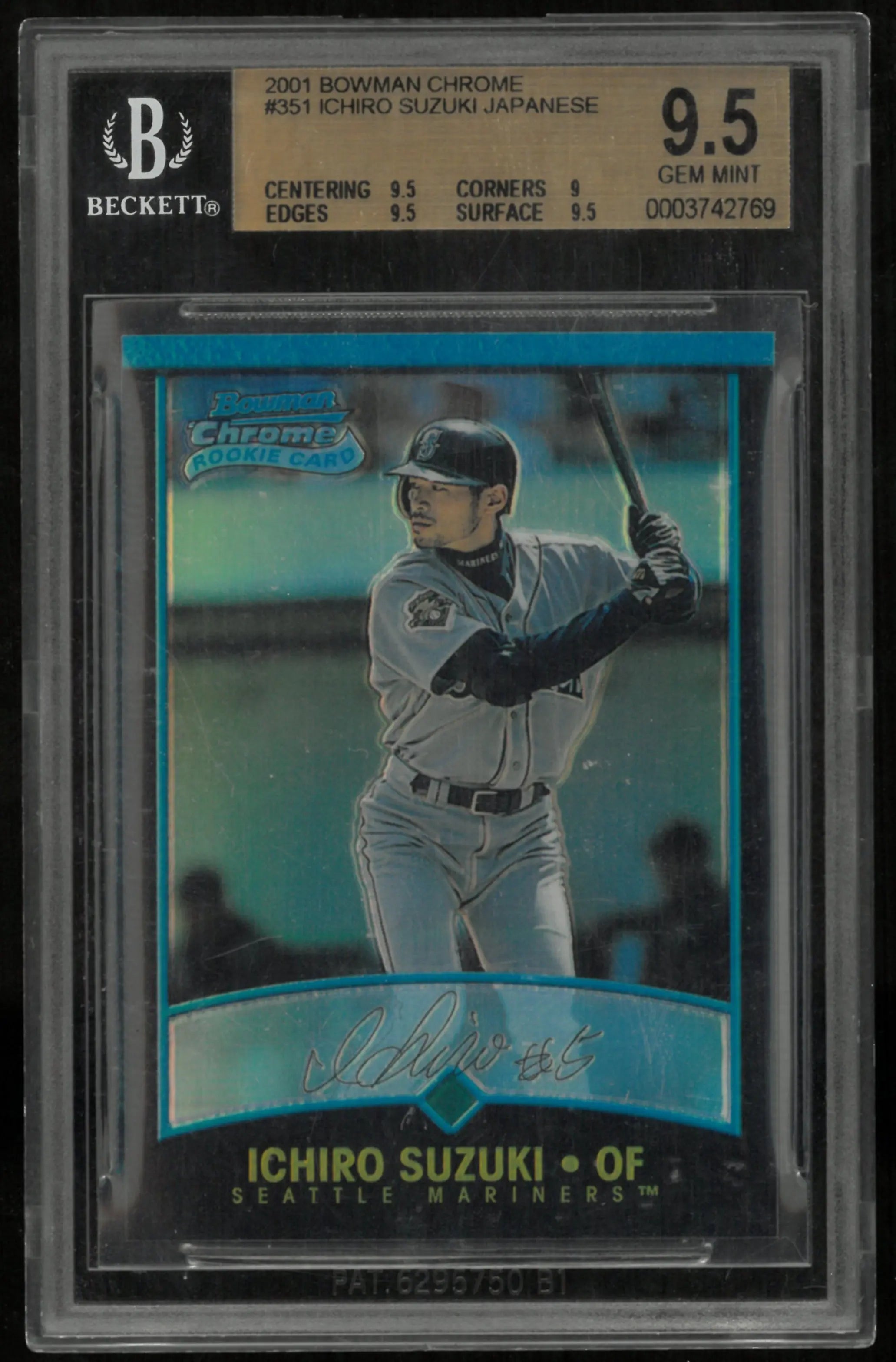 2001 Bowman Chrome Ichiro Suzuki RC Rookie Japan #351B BGS 9.5 