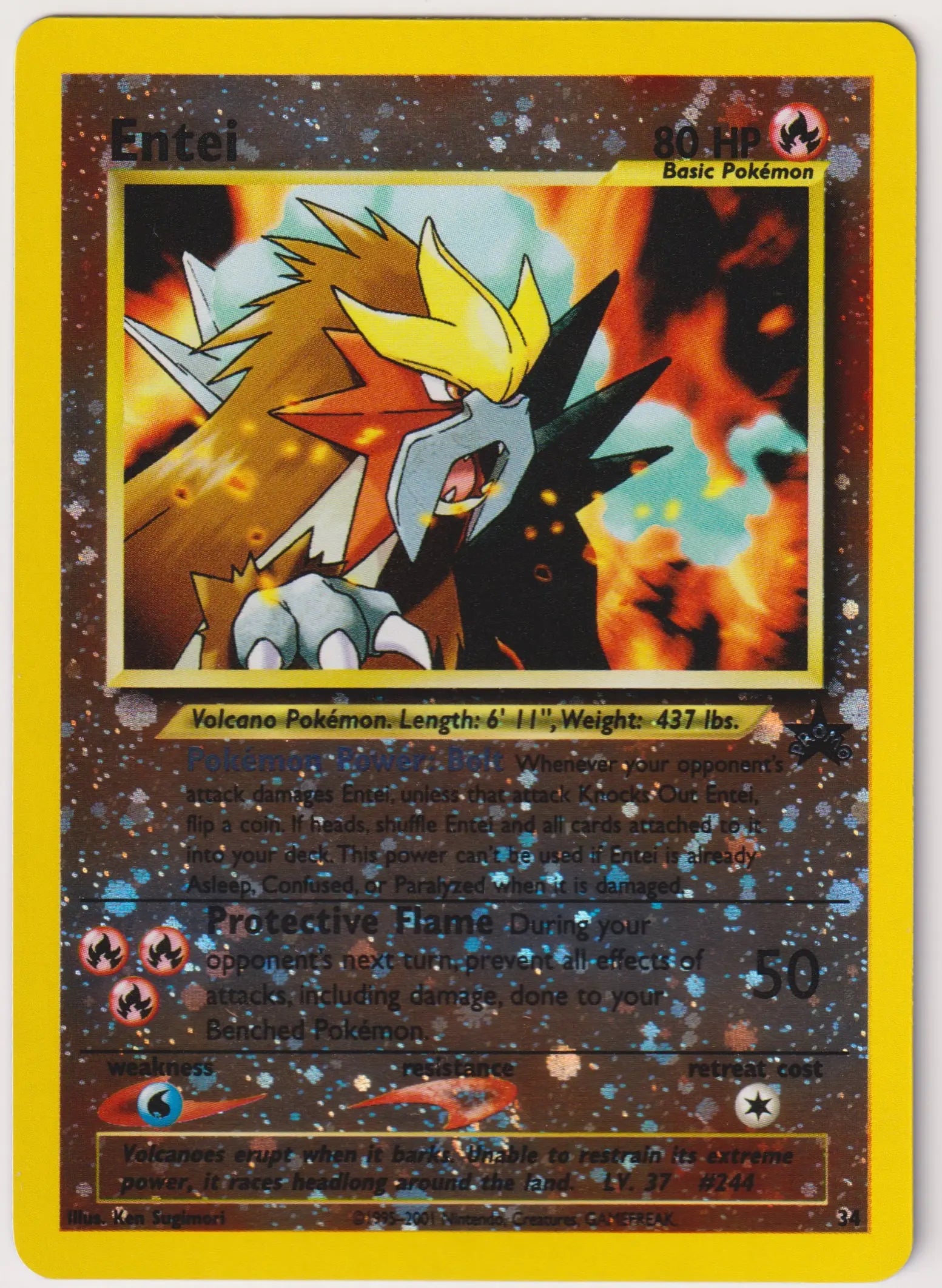 2001 Pokemon Entei WoTC Black Star Promo Reverse Holo 