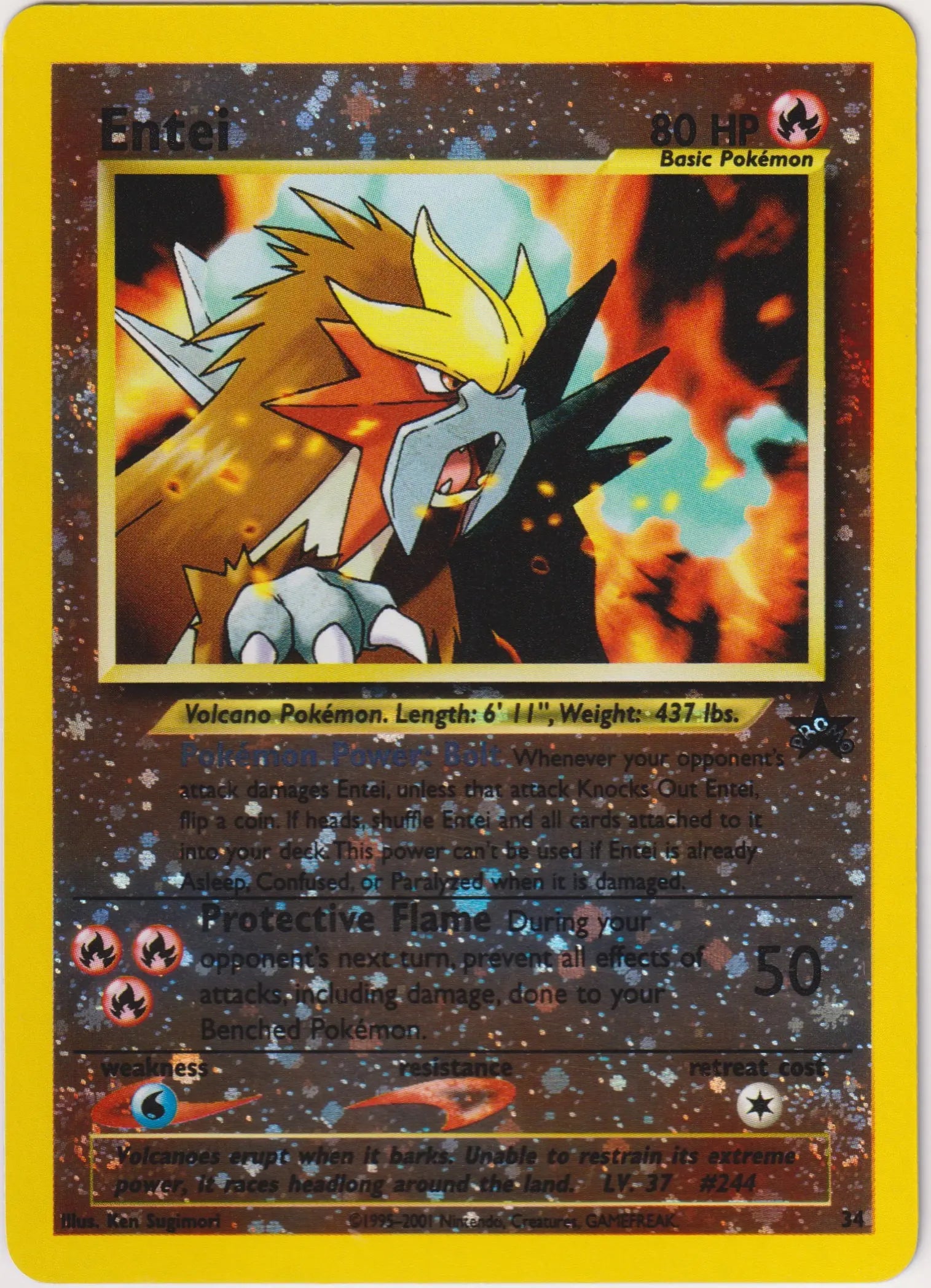 2001 Pokemon Entei WoTC Black Star Promo Reverse Holo 