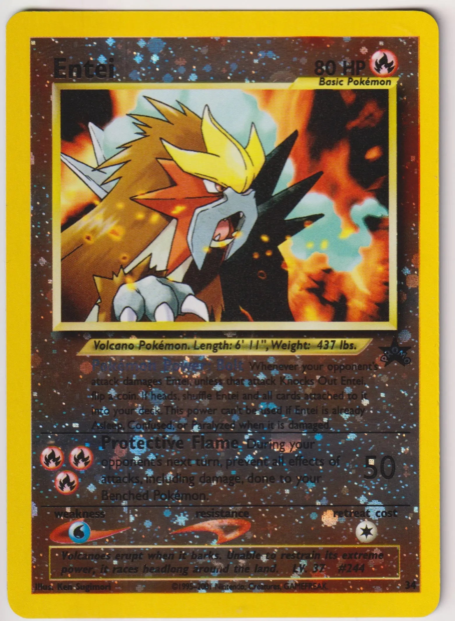 2001 Pokemon Entei WoTC Black Star Promo Reverse Holo 
