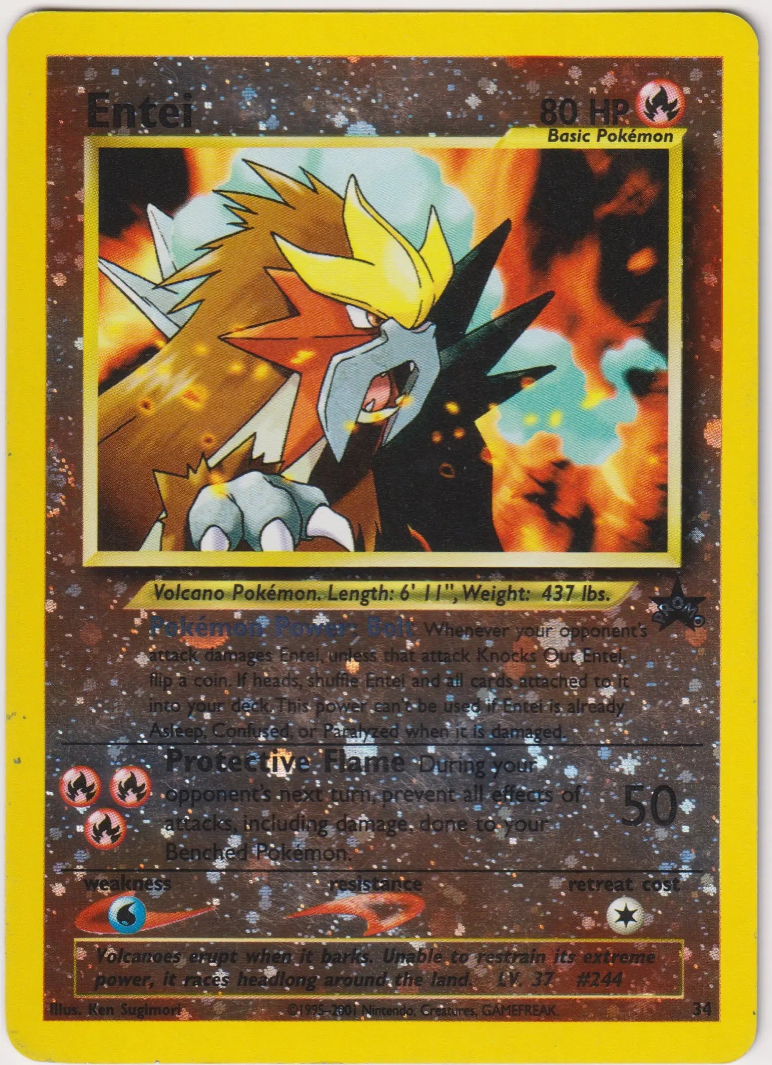 2001 Pokemon Entei WoTC Black Star Promo Reverse Holo 34 