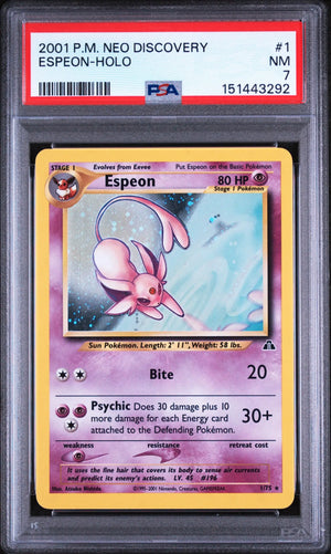 2001 Pokemon Neo Discovery Espeon Holo 1/75 PSA 7 