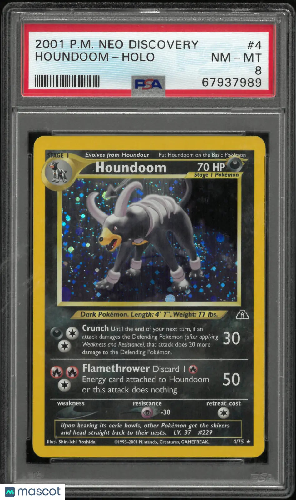 2001 Pokemon Neo Discovery Houndoom Holo 4/75 PSA 8 