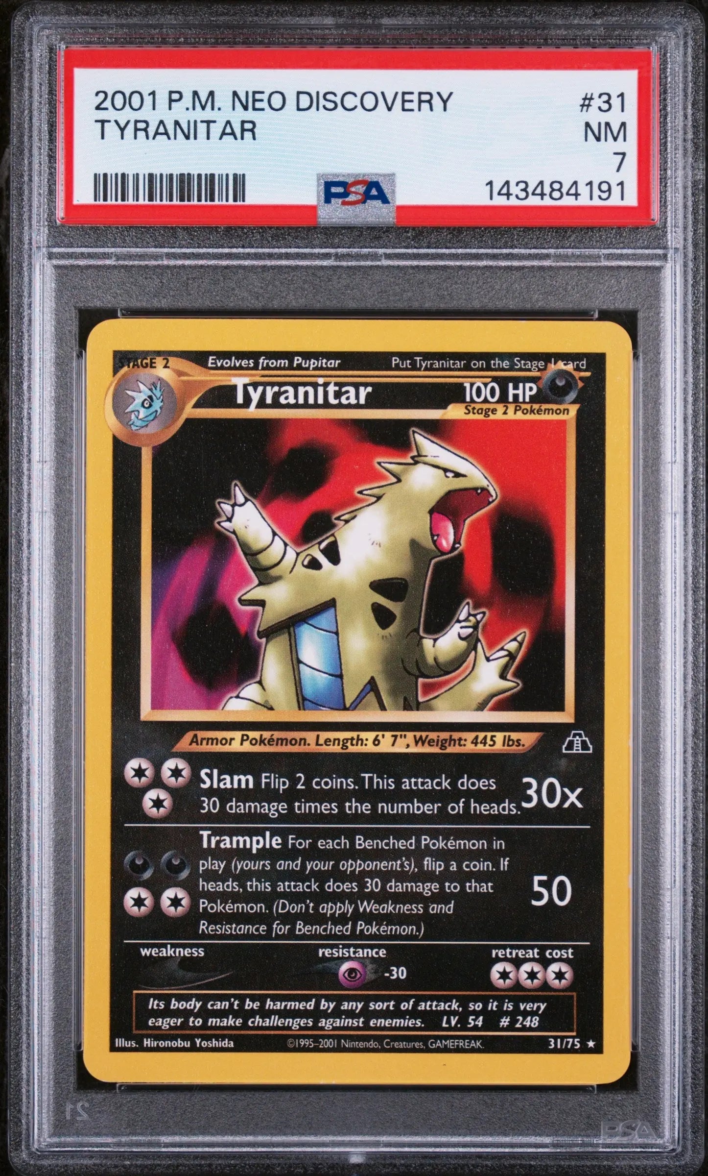 2001 Pokemon Neo Discovery Tyranitar 31/75 PSA 7 