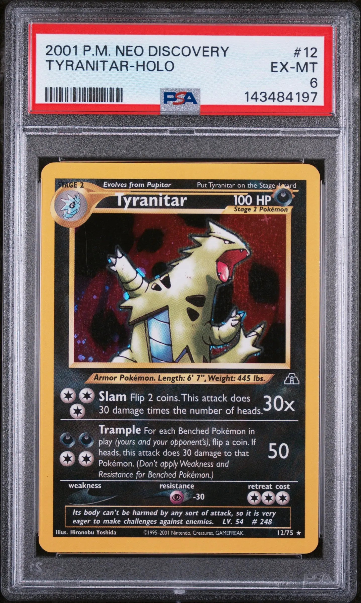 2001 Pokemon Neo Discovery Tyranitar Holo 12/75 PSA 6 