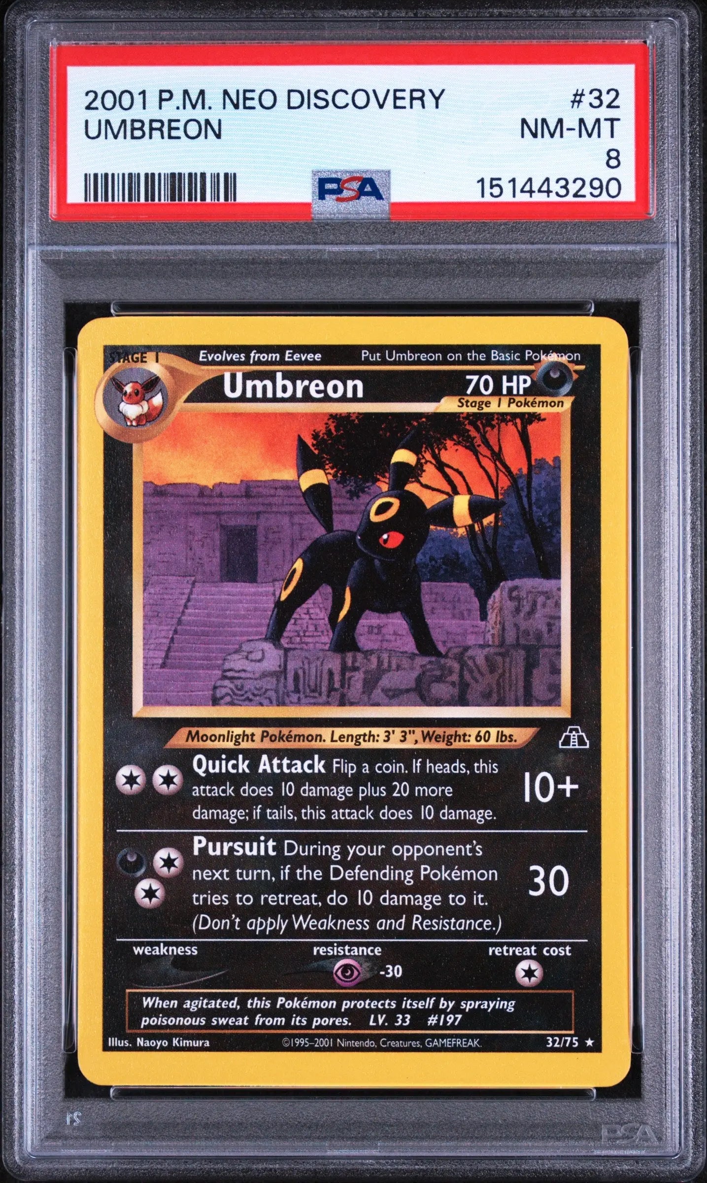 2001 Pokemon Neo Discovery Umbreon 32/75 PSA 8 