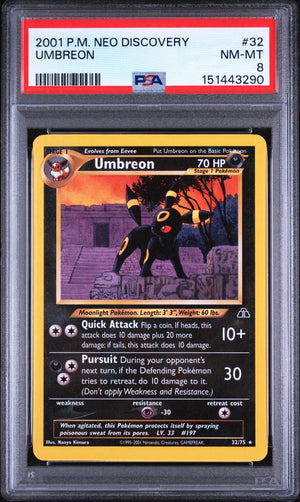 2001 Pokemon Neo Discovery Umbreon 32/75 PSA 8 