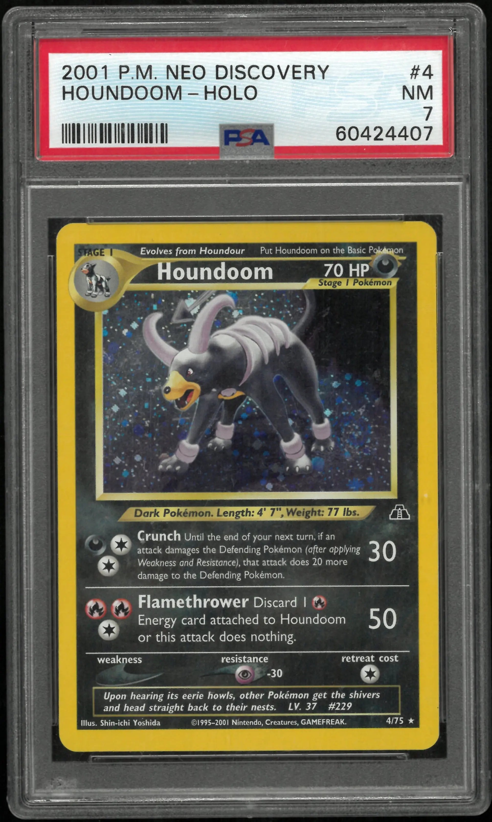 2001 Pokemon Neo Discovery Unlimited Holofoil Houndoom 4/75 PSA 7 