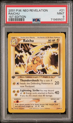 2001 Pokemon Neo Revelation 1st Edition Raichu 21/64 PSA 9 