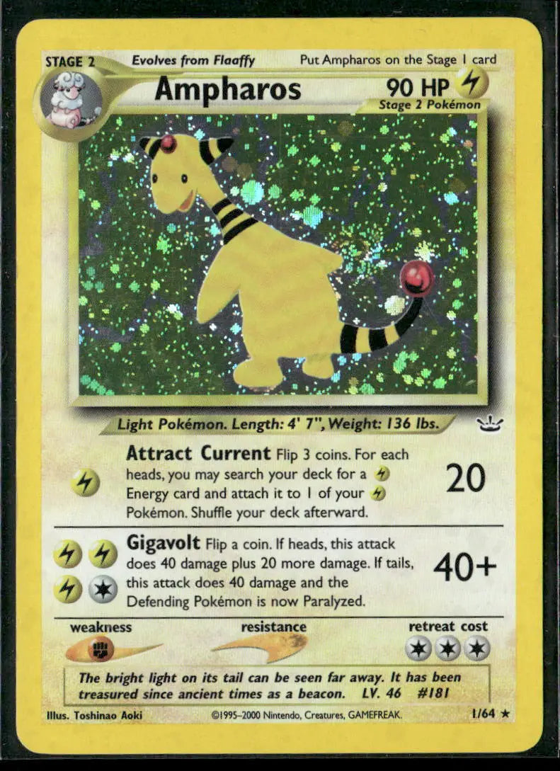 2001 Pokemon Neo Revelation Ampharos Swirl 1/64 