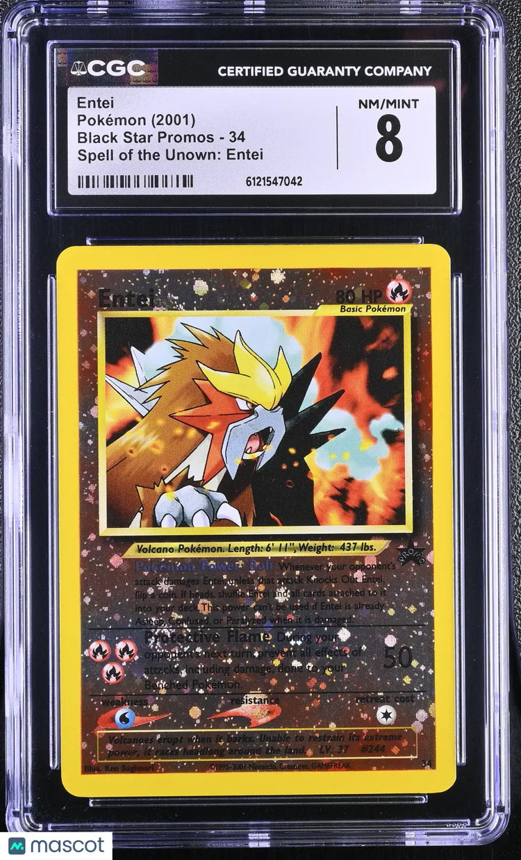 2001 Pokemon WoTC Black Star Promos Entei #34 CGC 8 