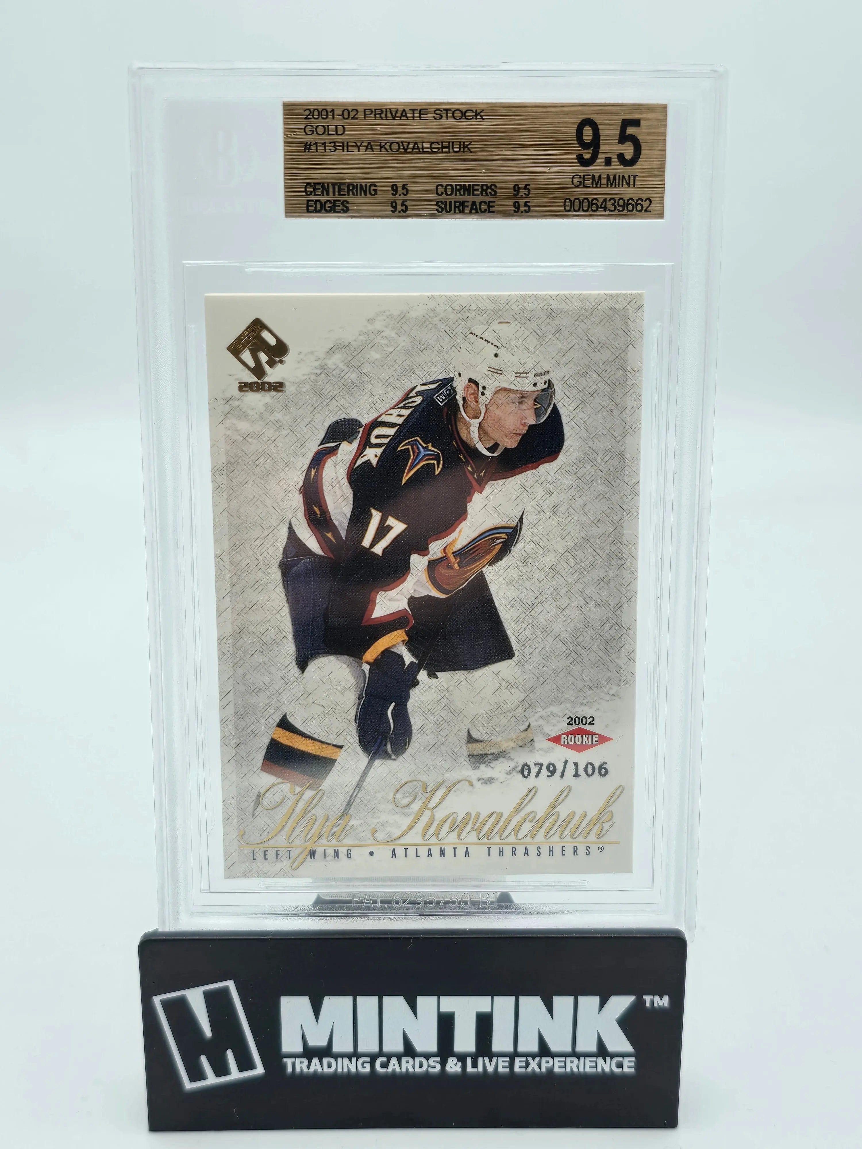 2001 Private Stock Gold Ilya Kovalchuk RC Rookie #113 BGS 9.5 /106 