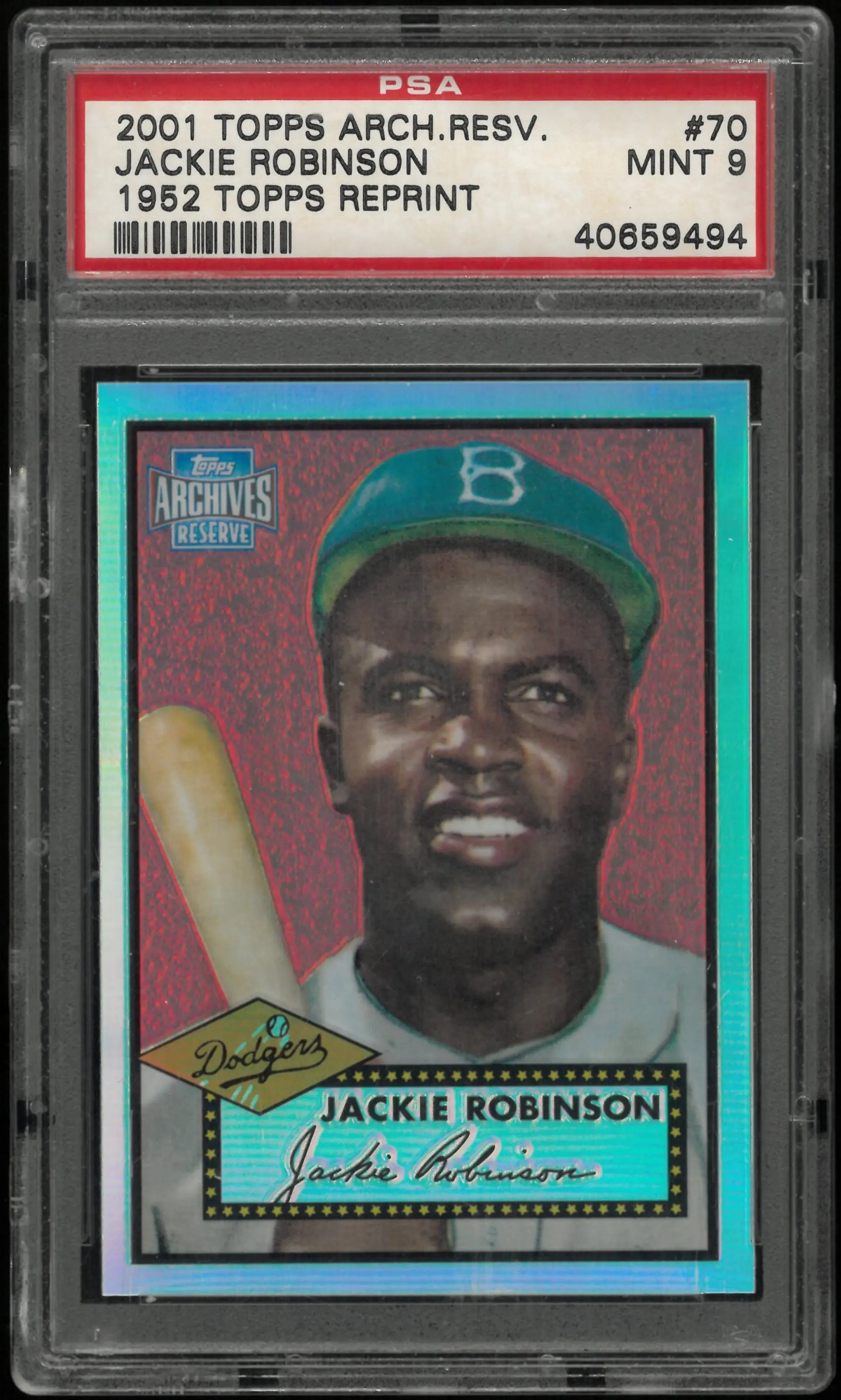 2001 Topps Archives Reserve Jackie Robinson #70 1952 REPRINT PSA 9 