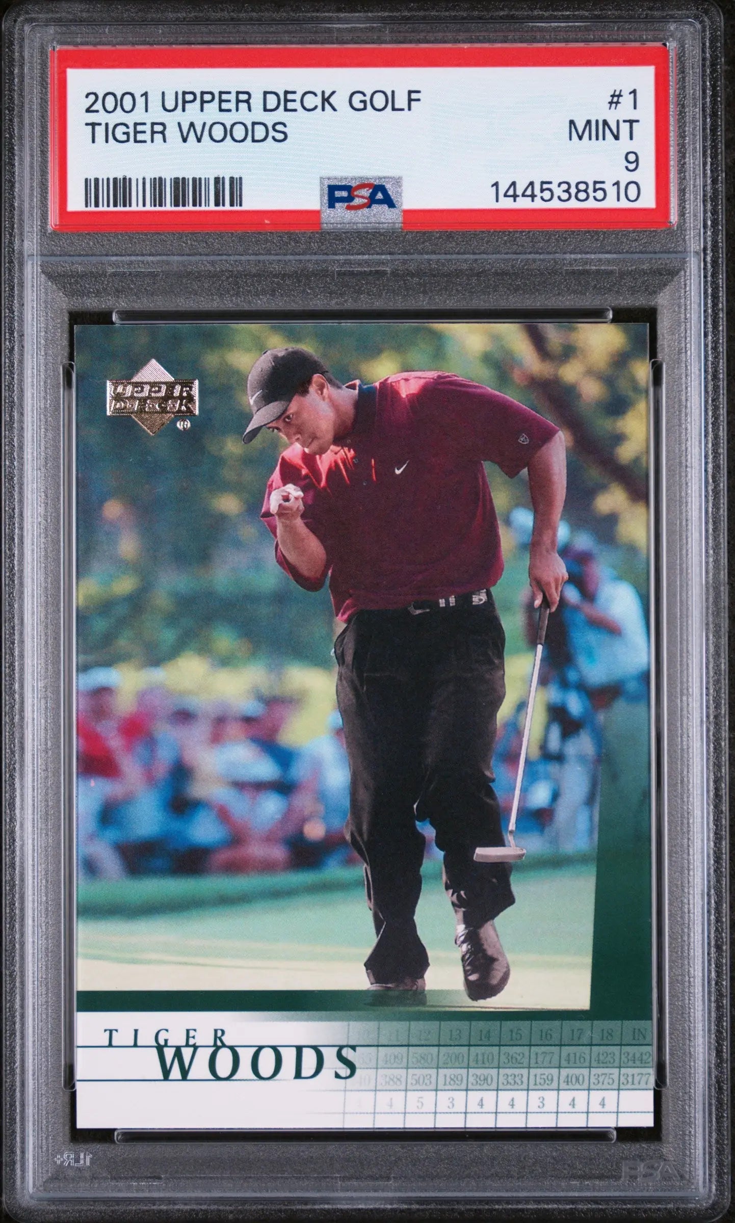 2001 Upper Deck Golf Tiger Woods PSA 9 