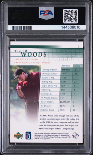 2001 Upper Deck Golf Tiger Woods PSA 9 