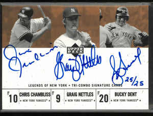 2001 Upper Deck Legends of New York Chris Chambliss/Graig Nettles/Bucky Auto /25 