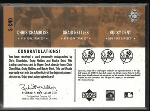 2001 Upper Deck Legends of New York Chris Chambliss/Graig Nettles/Bucky Auto /25 