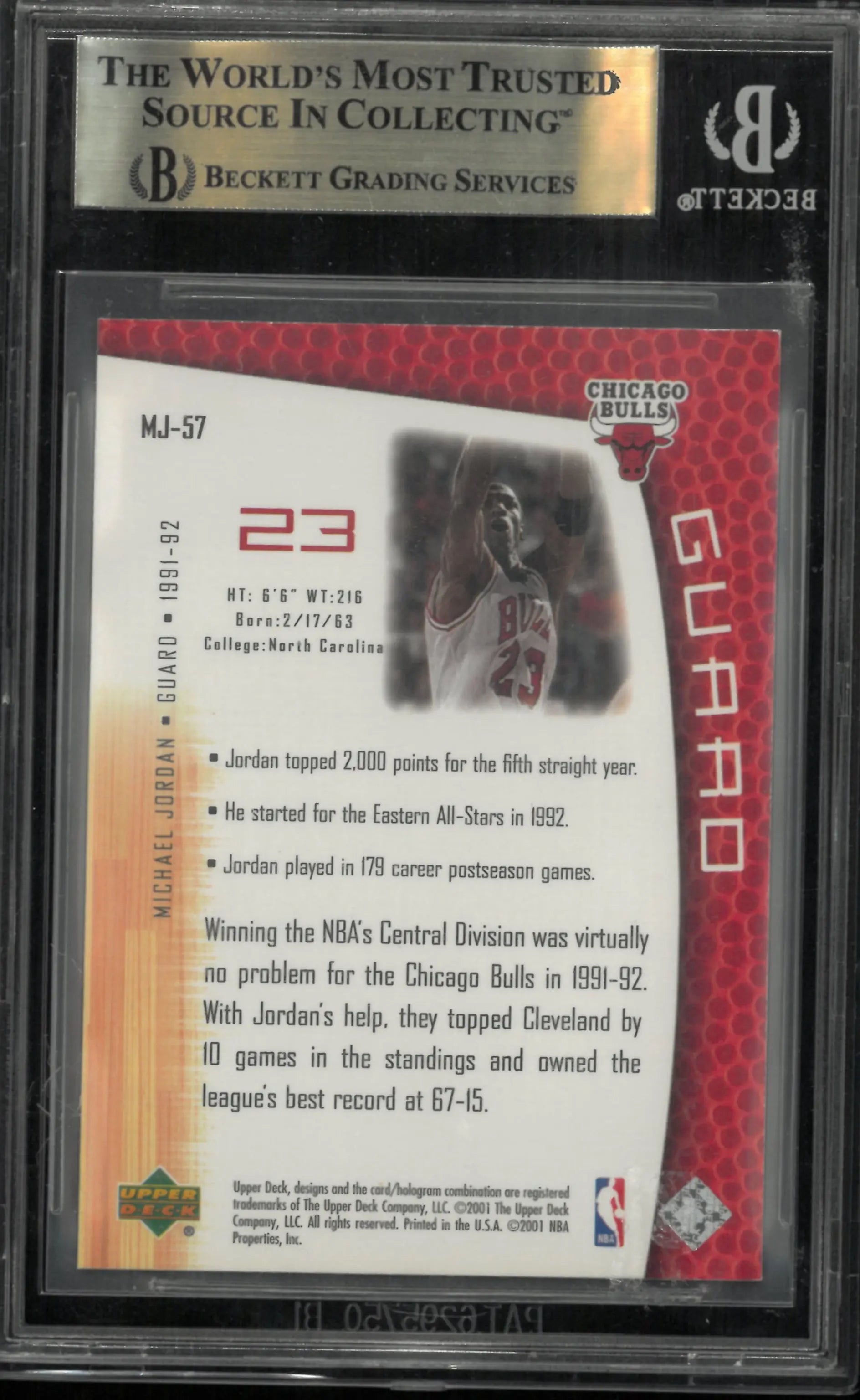 2001 Upper Deck MJ's Back Bio Bullet Points Michael Jordan #MJ57 /Bullet BGS 9.5 