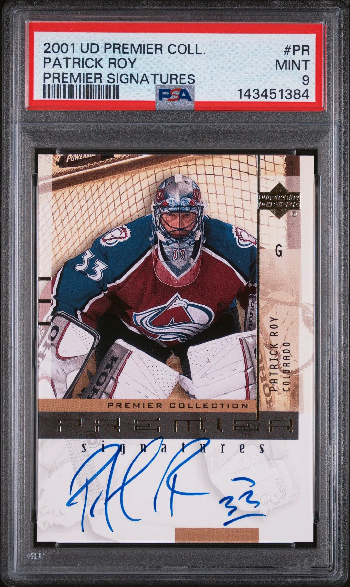 2001 Upper Deck Premier Collection Premier Signature Autograph Patrick Roy PSA 9 