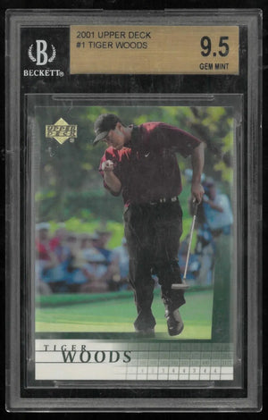 2001 Upper Deck Rookie Tiger Woods RC BGS 9.5 