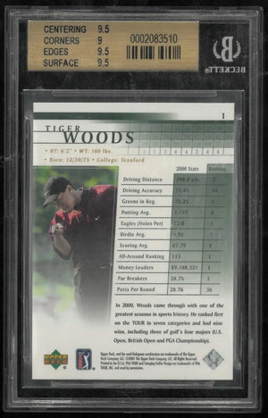 2001 Upper Deck Rookie Tiger Woods RC BGS 9.5 