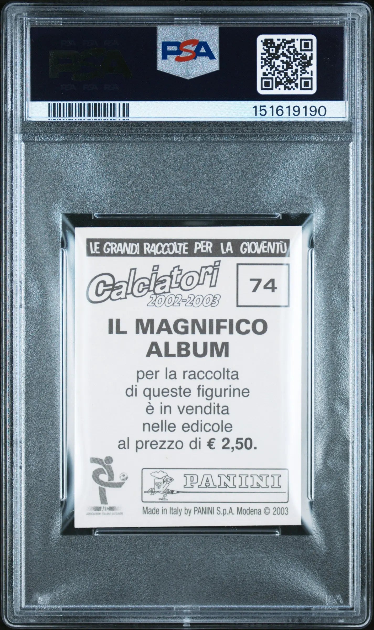 2002 Panini Calciatori Roberto Baggio #74 PSA 6 
