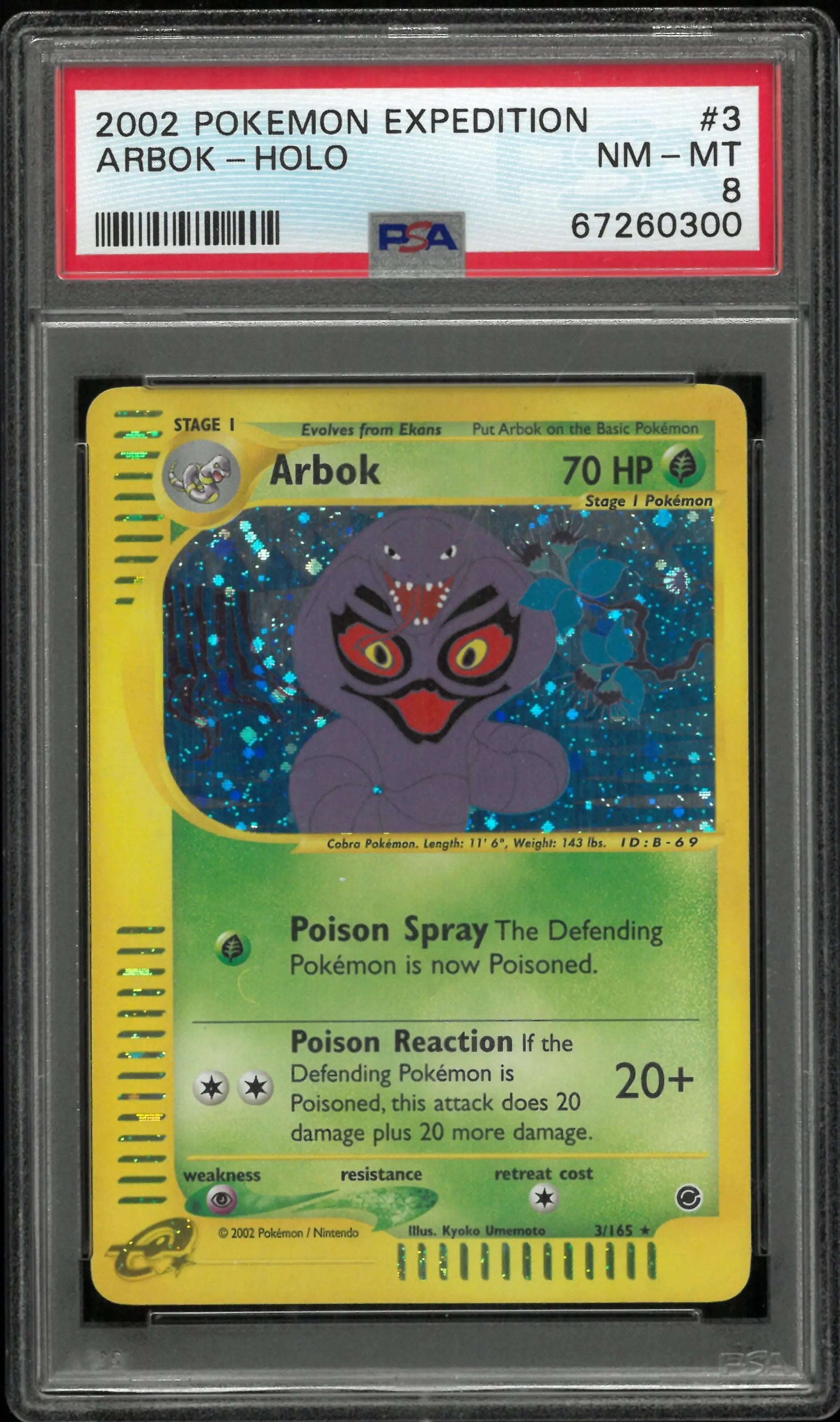 2002 Pokemon Expedition Arbok Holo PSA 8 #3 