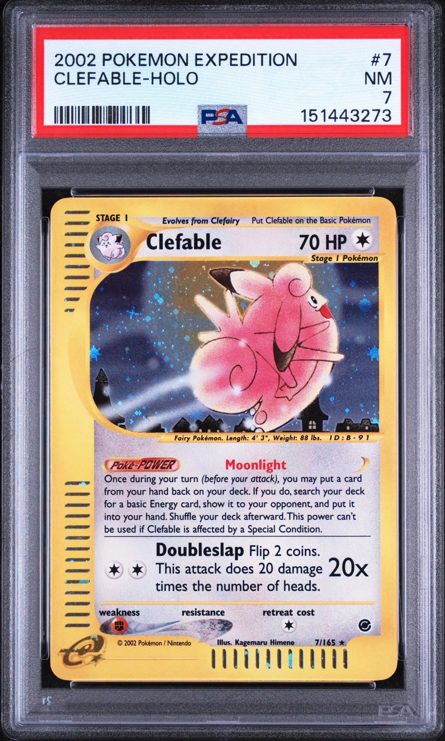 2002 Pokemon Expedition Clefable Holo 7/165 PSA 7 