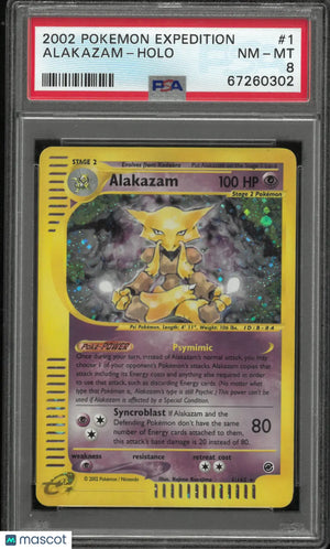 2002 Pokemon Expedition Holofoil Alakazam 1/165 PSA 8 