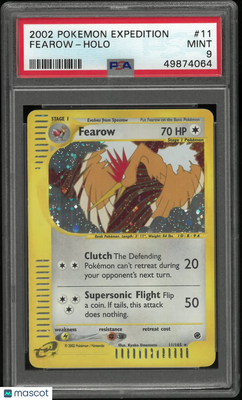 2002 Pokemon Expedition Holofoil Fearow 11/165 PSA 9 