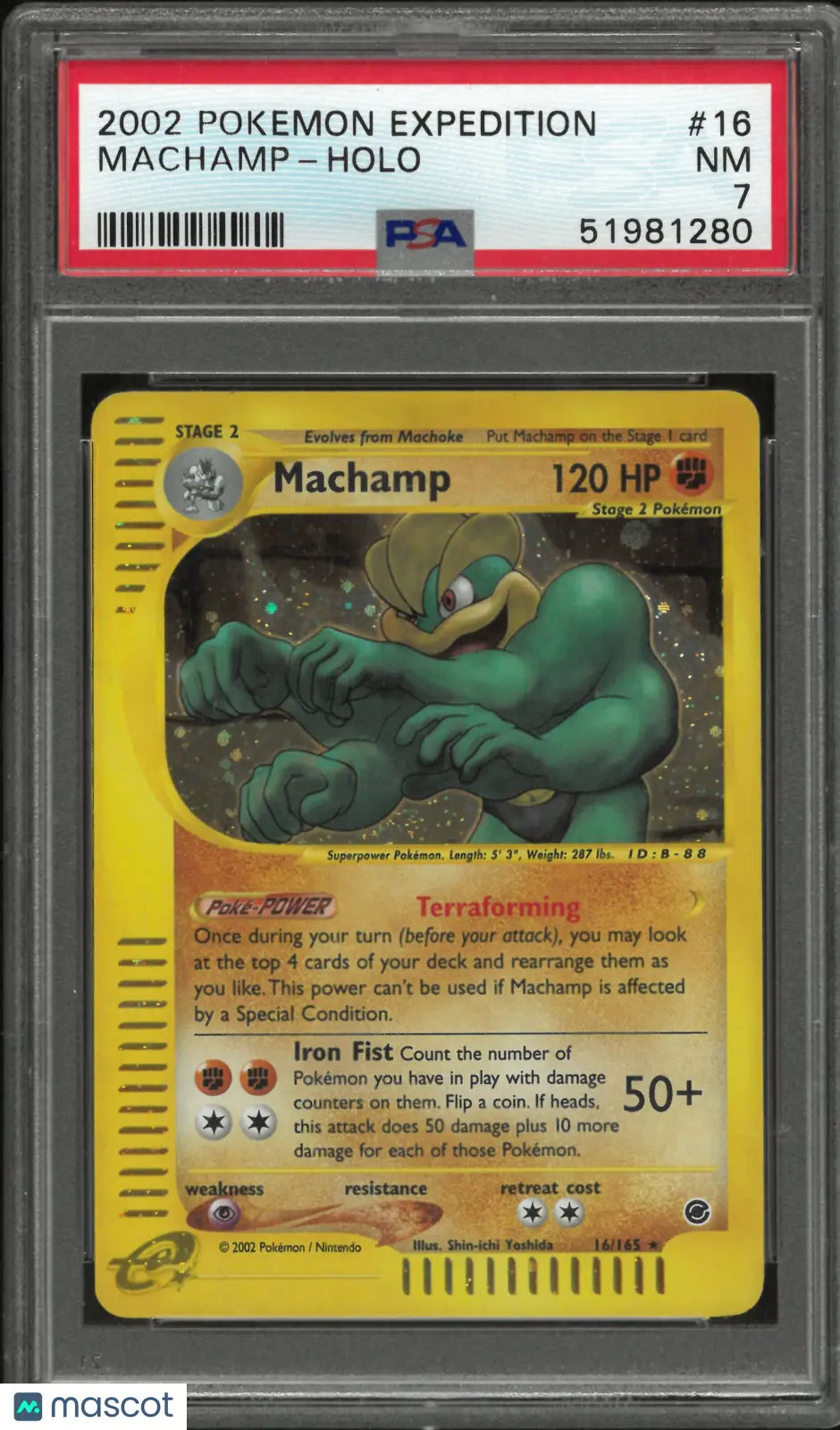 2002 Pokemon Expedition Holofoil Rare Machamp 16/165 PSA 7 