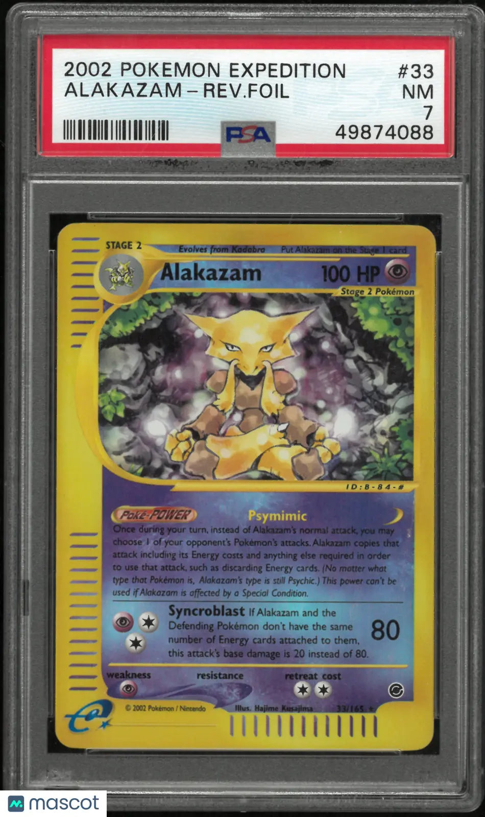 2002 Pokemon Expedition Reverse Holofoil Alakazam 33/165 PSA 7 