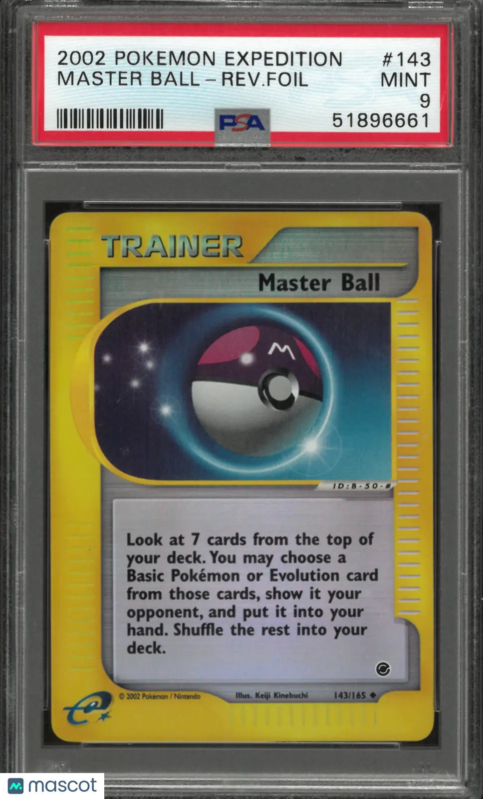2002 Pokemon Expedition Uncommon Reverse Holofoil Master Ball 143/165 PSA 9 