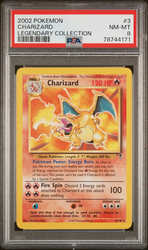 2002 Pokemon Legendary Collection Charizard 3/110 PSA 8 