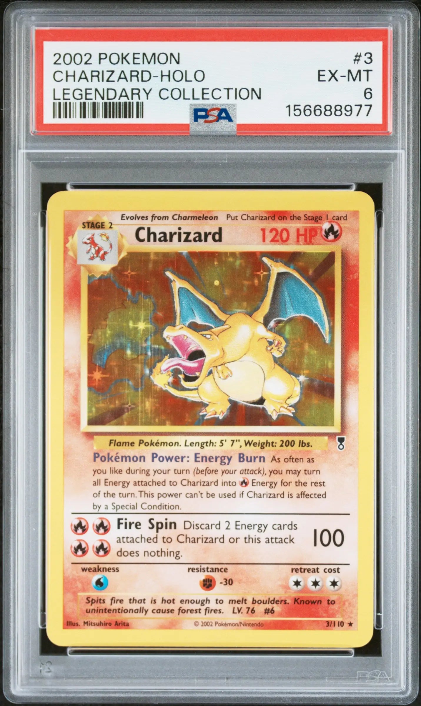 2002 Pokemon Legendary Collection Charizard Holo 3/110 PSA 6 