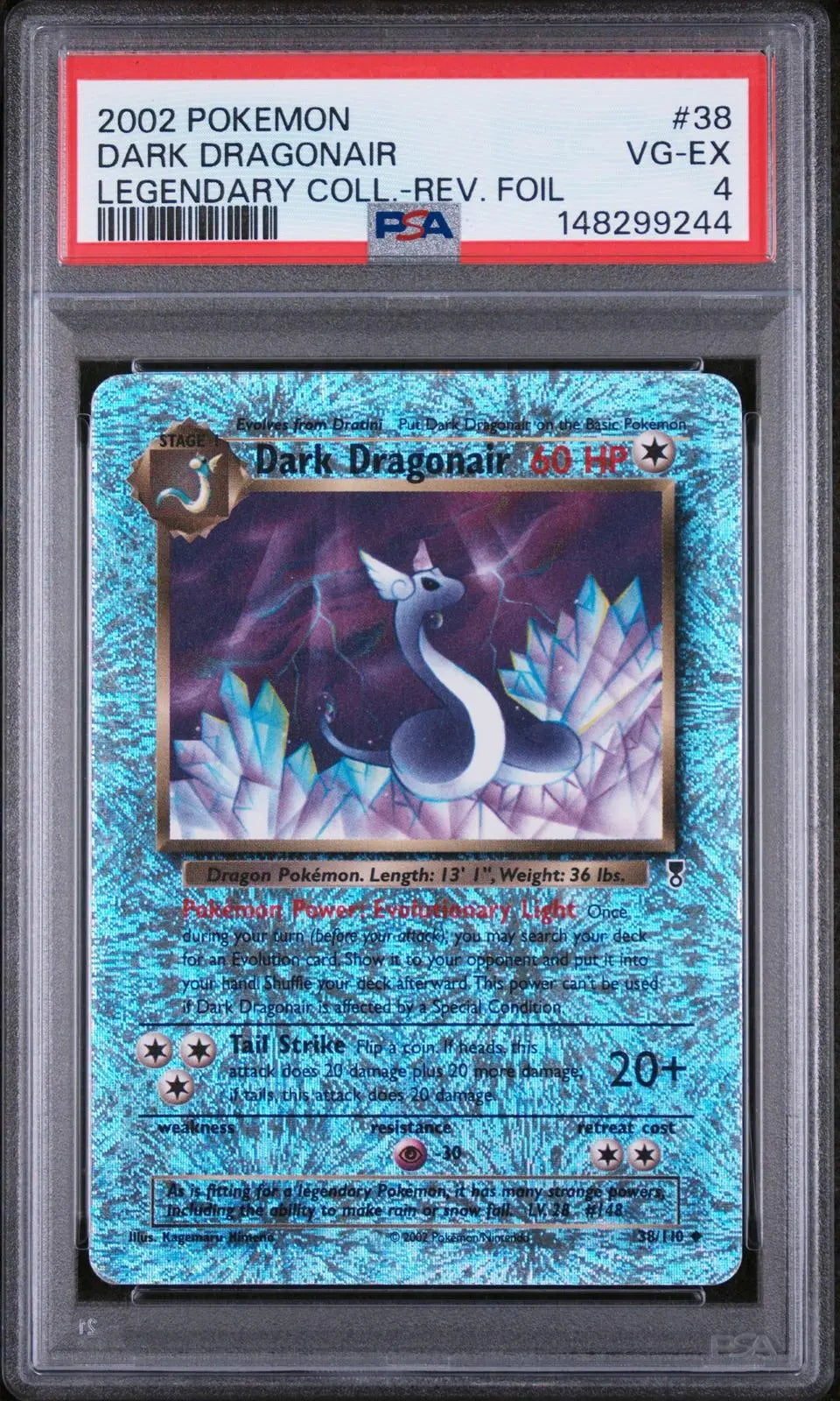2002 Pokemon Legendary Collection Dark Dragonair Reverse Foil 38/110 PSA 4 