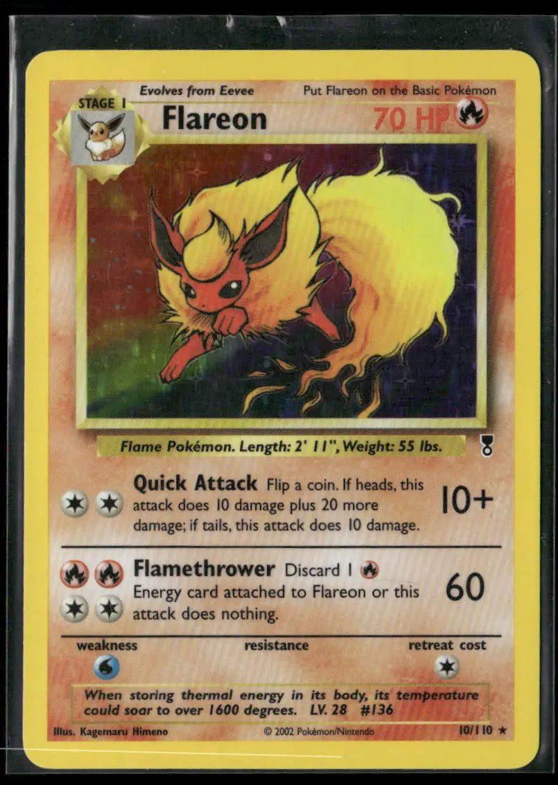 2002 Pokemon Legendary Collection Holofoil Flareon 10/110 
