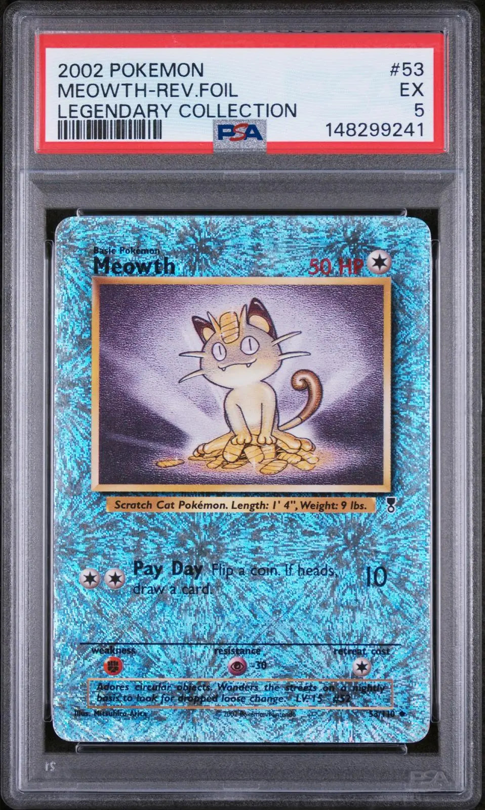2002 Pokemon Legendary Collection Meowth Reverse Foil 53/110 PSA 5 