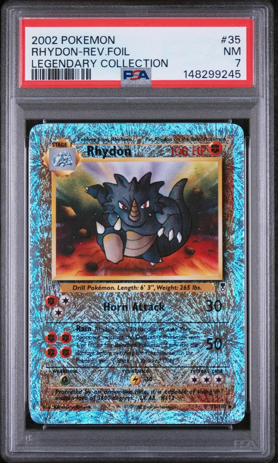 2002 Pokemon Legendary Collection Rhydon Reverse Foil 35/110 PSA 7 